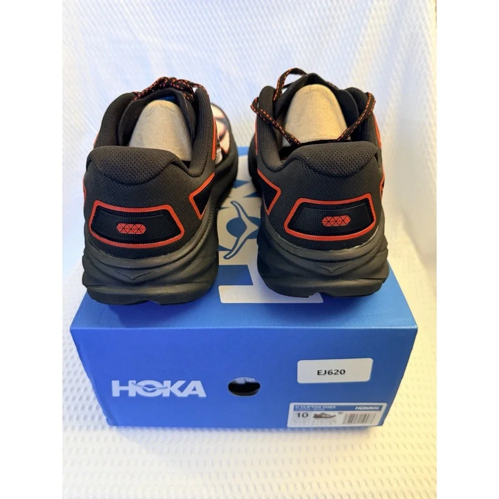 Hoka Clifton 9 Running Shoes UNISEX Sz 11.5W/10.5M  Black/Red/White 1155370 BCRS